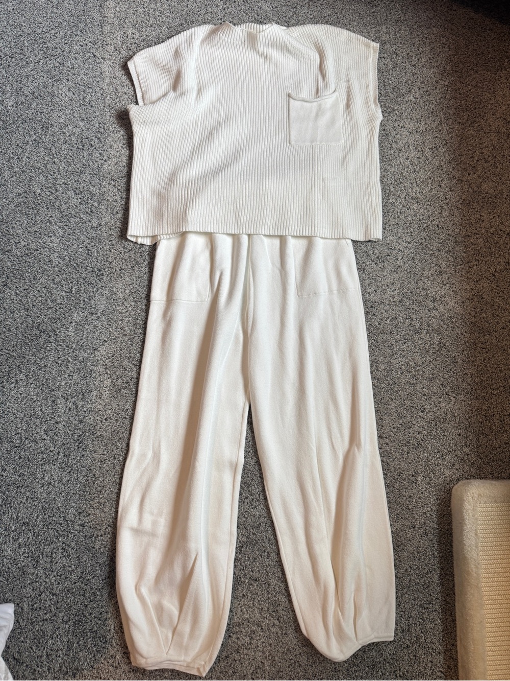 Free People Inspired Easy Street Lounge Set White Sweater Jogger Set Size Large
